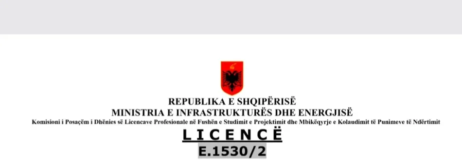 Tirane, ofroj Lishence me qera .Ing Elektrik.