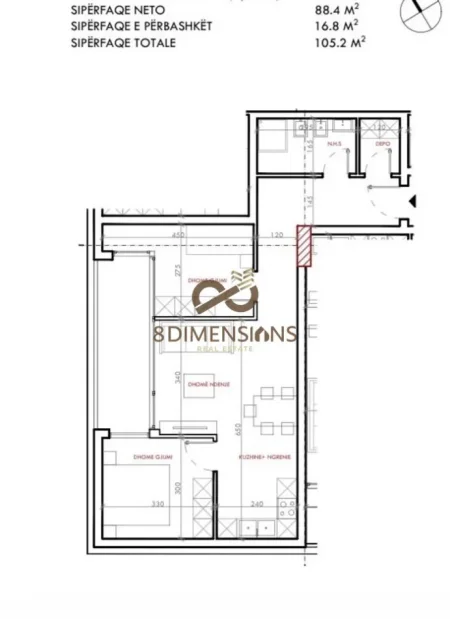 Tirane, shitet apartament 2+1+Ballkon Kati 7, 105 m² 126.240 € (astir)