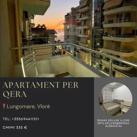 Vlore - Lungomare, jepet me qera apartament 1+1 Kati 5, 60 m² 335 € (Lungomare, Vlorë)