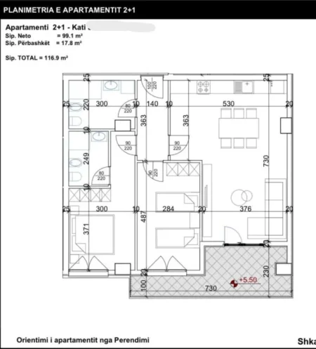 Tirane, shitet apartament 2+1+Aneks+Ballkon Kati 3, 117 m² 187.000 € (zogu i zi)