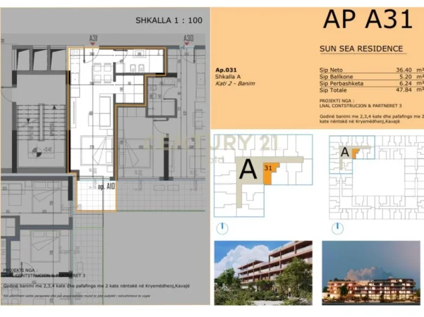 Golem, shitet garsonier 1+1+Ballkon Kati 1, 48 m² 59.000 € 