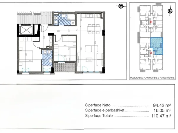 Tirane, shitet apartament 2+1 Kati 6, 111 m² 209.000 € (rruga don bosko)
