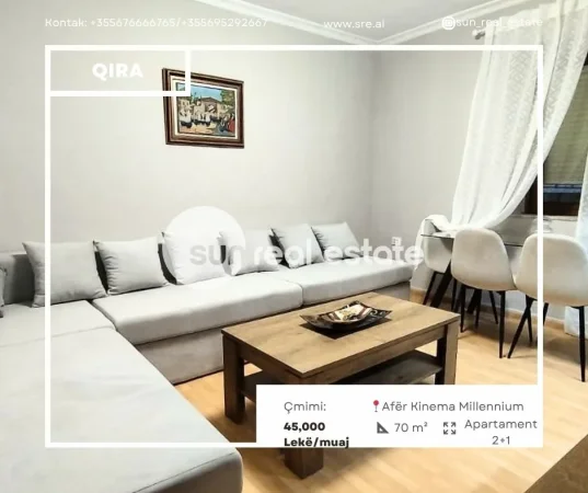 Shkoder, jepet me qera apartament 2+1+Ballkon Kati 1, 70 m² (QENDER)