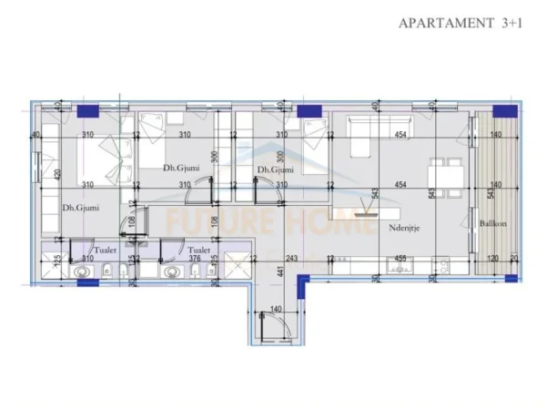 Tirane, shitet apartament 3+1+Ballkon Kati 3, 119 m² 172.699 € (ish Dogana)
