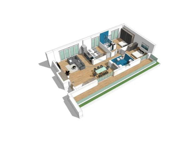 Tirane, jepet me qera apartament 3+1+Ballkon Kati 2, 100 m² 700 € (Stacioni i Trenit)