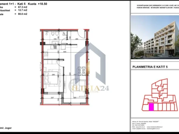 Tirane, shitet apartament 1+1+Ballkon Kati 5, 80 m² 76.000 € (SUPER OKAZION! Apartament 1+1 per shitje Paskuqan Kompleksi Aluna 5)