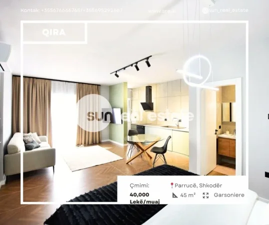 Shkoder, jepet me qera garsonier 1+1 Kati 1, 45 m² (PARRUCE)