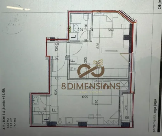 Tirane, shitet apartament 1+1 Kati 4, 74 m² 166.500 € (siri kodra)