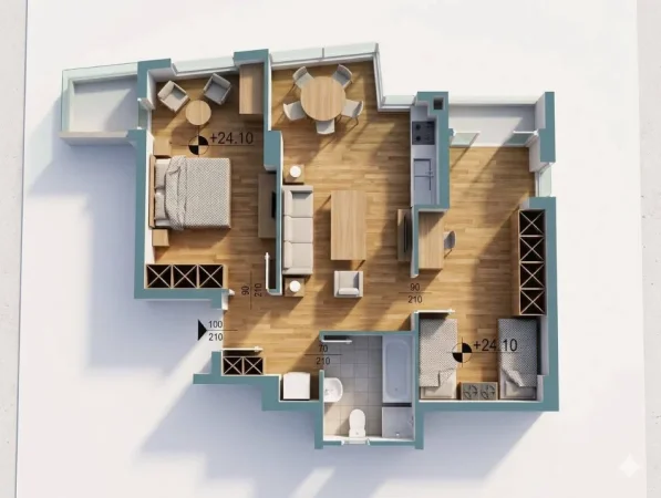 Tirane, shitet 2+1+Ballkon Kati 7, 84 m² 