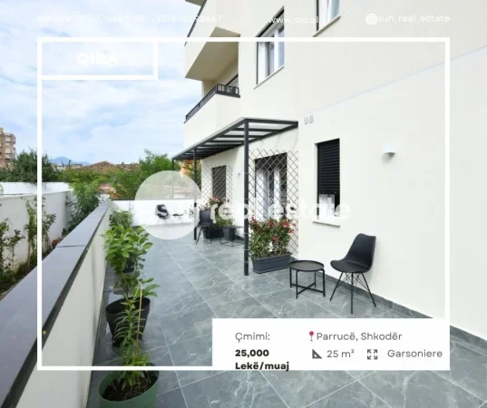 Shkoder, jepet me qera garsonier 1+1 Kati 0, 25 m² (PARRUCE)