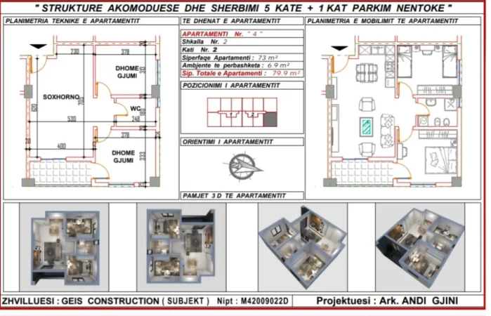 Durres, shitet apartament 2+1+Ballkon Kati 2, 80 m² 95.880 € 