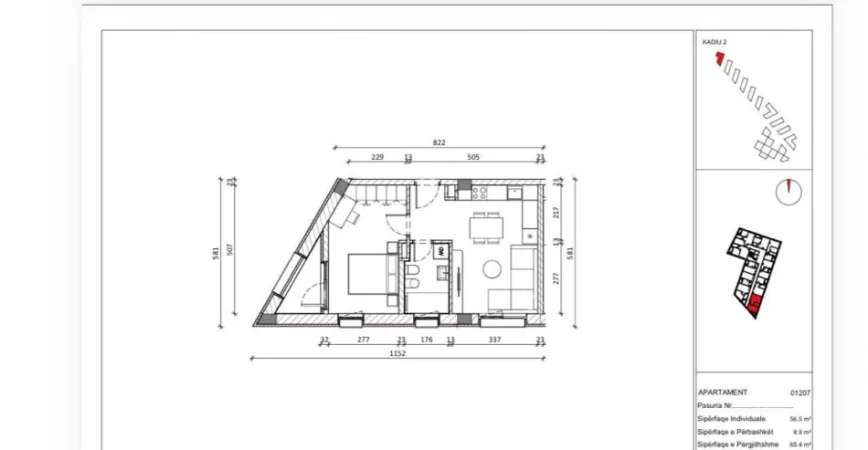Tirane, shitet apartament 1+1 Kati 3, 108.000 € (Mangalem 21)