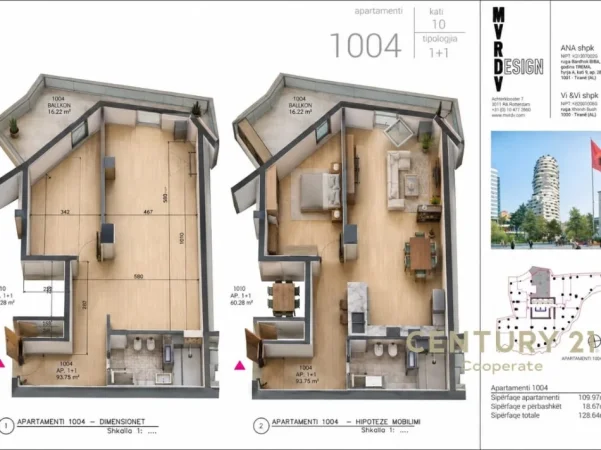 Tirane, shes apartament 1+1+Aneks+Ballkon Kati 10, 129 m² (TIRANA ROCK)