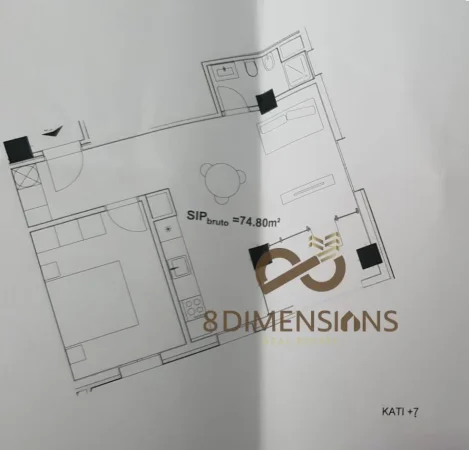 Tirane, shitet apartament 1+1+Ballkon Kati 7, 84 m² 86.020 € (Casa Italia)