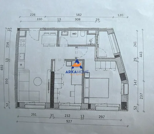 Tirane, shitet apartament 1+1+Ballkon Kati 0, 78 m² 