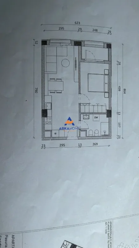 Tirane, shitet apartament 1+1+Ballkon Kati 0, 78 m² 