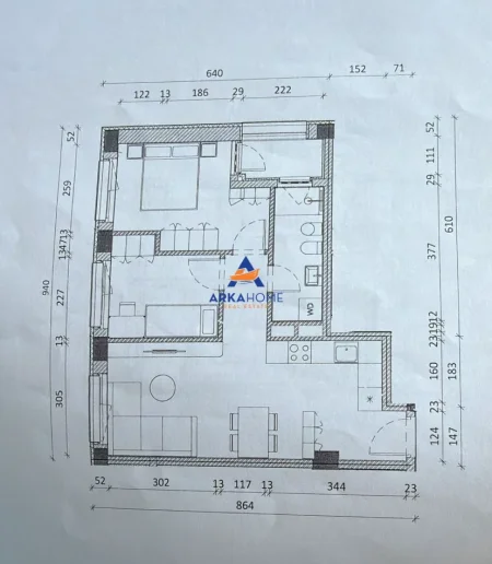 Tirane, shitet apartament 1+1+Ballkon Kati 1, 73 m² 104.000 € 