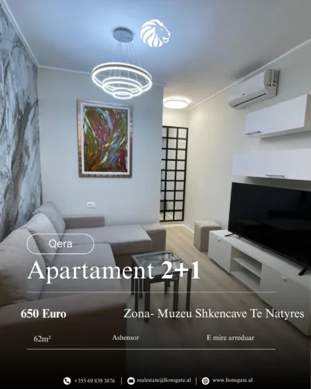 Tirane, jap me qera apartament 2+1 , 62 m² 650 € 
