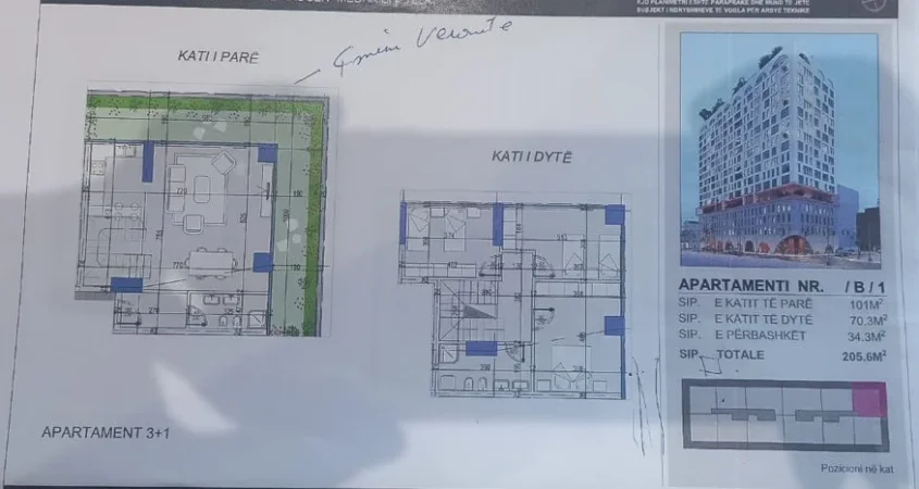 Tirane, shitet apartament duplex 3+1+Aneks+Ballkon , 205 m² 472.880 € 