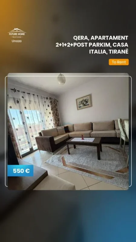 Tirane, jepet me qera apartament 2+1+Ballkon , 500 € 