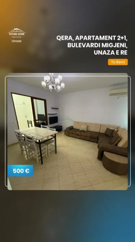 Tirane, jepet me qera apartament 2+1+Ballkon , 500 € 