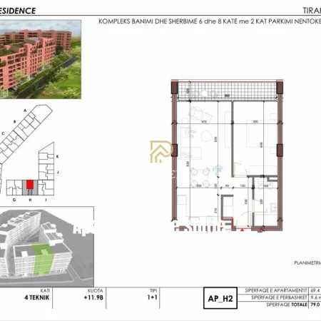 Tirane, shitet apartament 1+1 Kati 4, 79 m² 10.270.000 € (Shkoze)