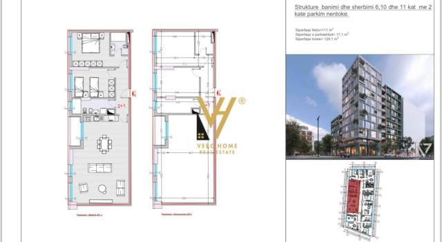 Tirane, shitet apartament 2+1 Kati 9, 128 m² 175.000 Euro (STACIONI I TRENIT)