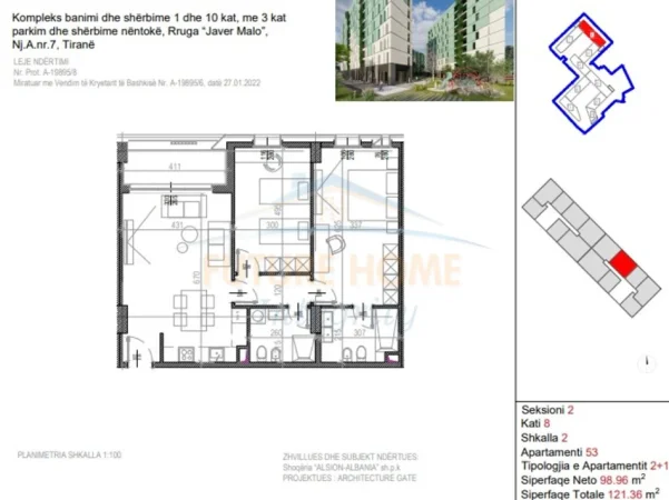 Tirane, shitet apartament Riverside Residence 2+1 Kati 8, 121 m² 218.488 €