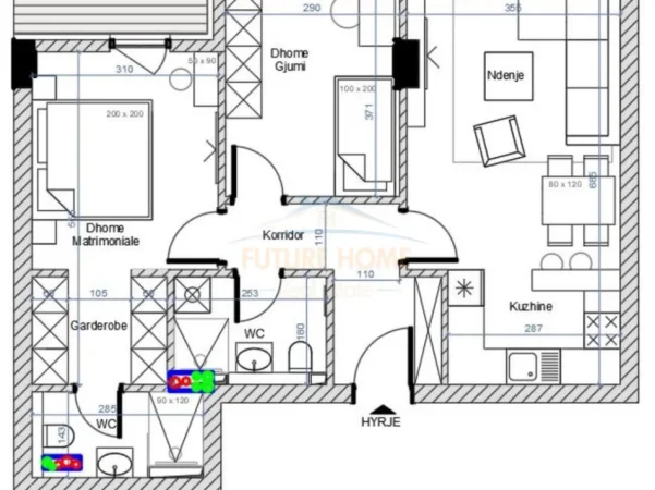 Tirane, shitet apartament 2+1 Kati 5, 94 m² 135.000 € 