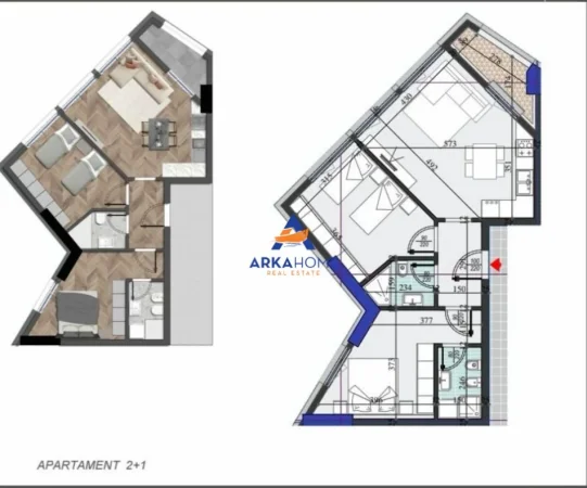 Tirane, shitet apartament 2+1+Ballkon Kati 13, 96 m² 172.800 € 