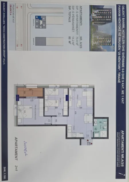 😲 Shitet AP: 2+1+1Wc & Ballkon📍(Ish Shqiponja ) 🔵 Kompleksi Tirana Entry III 🔵85 m² 🔆 119K 🔥 Planimetri Jug - Perëndim 💥