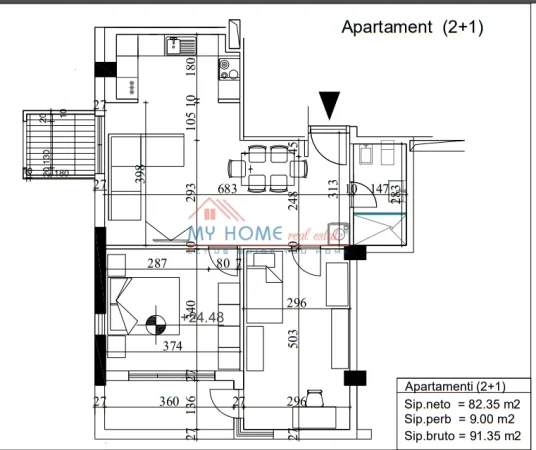 Tirane, shitet apartament 2+1+Ballkon Kati 7, 91 m² 205.000 € (Rruga Xhanfize Keko)