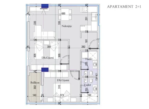 Tirane, shitet apartament 2+1+Ballkon Kati 5, 88 m² 122.360 € (Tirana Entry 2)