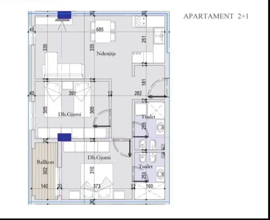 Tirane, shitet apartament 2+1+Aneks+Ballkon Kati 5, 87 m² 122.360 € (laprake , rruga dritan hoxha , spitali ushtarak , ish dogana)