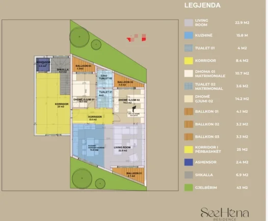 Tirane, shitet apartament 2+1 Kati 1, 168 m² 336.000 € (TEG)