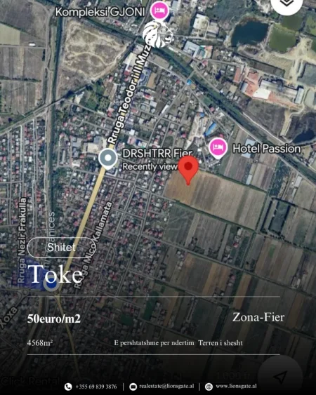 Fier, shitet toke , 4.568 m² 220.000 € (Shkolla Numani)