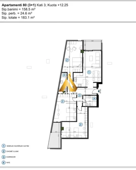 APARTAMENT 3+1+2 NË SHITJE, MOA REZIDENCE, TIRANE