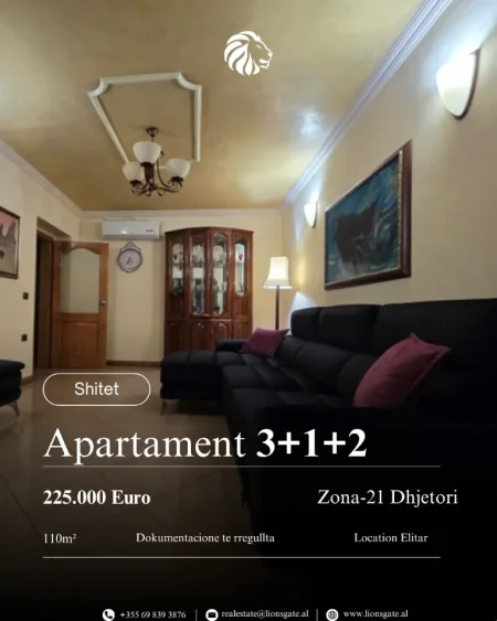 Tirane, shes apartament 3+1+Aneks+Ballkon , 110 m² 225.000 € 