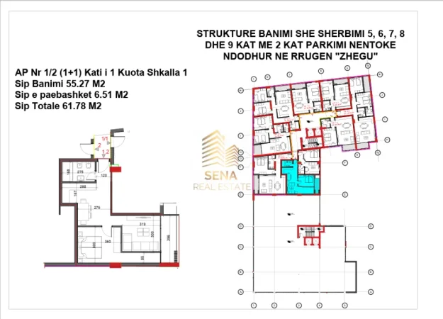 Tirane, shitet apartament 1+1+Ballkon Kati 1, 61 m² 95.000 € (Ali Demi)