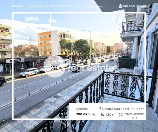Shkoder, jepet me qera apartament 2+1+Ballkon Kati 2, 120 m² 700 € (QENDER)