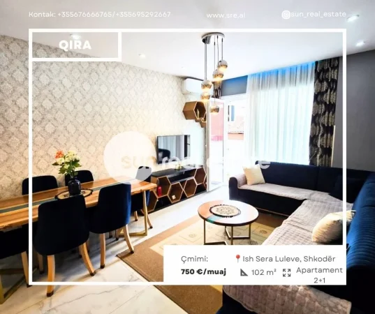 Shkoder, jepet me qera apartament 2+1+Ballkon Kati 1, 102 m² 750 € (QENDER)