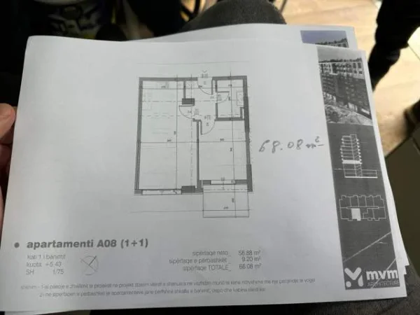 Tirane, shitet apartament 1+1+BLK Kati 1, 68 m² 78.300 Euro (Fusha e Aviacionit)