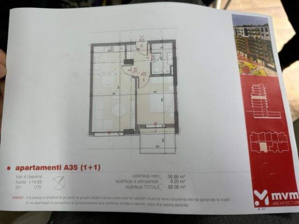 Tirane, shitet apartament 1+1+BLK Kati 4, 68 m² 78.300 Euro (Fusha e Aviacionit)