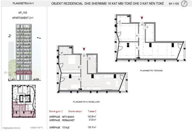 Tirane, shitet apartament 2+1+Aneks+Ballkon Kati 3, 100 m² 230.000 € 