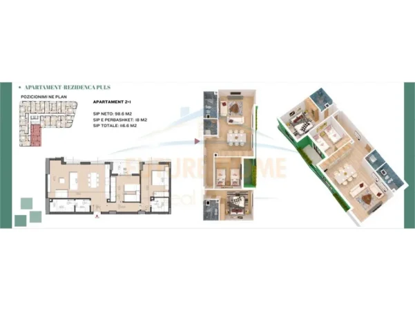 Tirane, shitet apartament 2+1+Aneks+Ballkon , 116 m² (Rruga e Dibres)