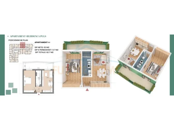 Tirane, shitet apartament 1+1 Kati 5, 62 m² 125.400 € (Spitali Amerikan 2)