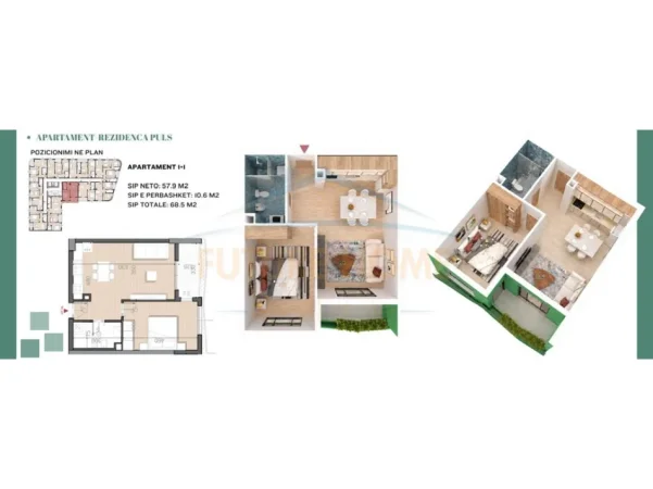 Tirane, shes apartament 1+1 Kati 5, 137.000 € 