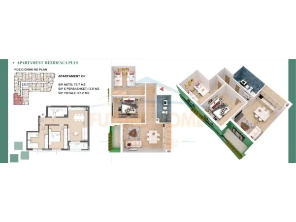 Tirane, shes apartament 2+1 Kati 5, 169.400 € 