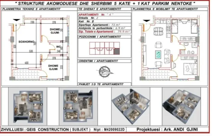 Durres, shitet apartament 2+1+Ballkon Kati 2, 80 m² 95.880 € 