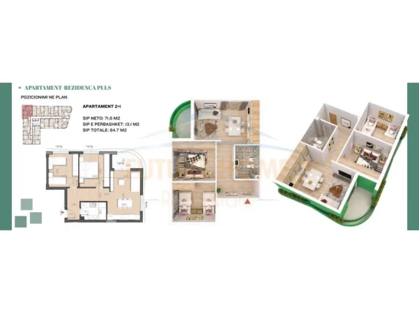 Tirane, shitet apartament 2+1 Kati 5, 84 m² 169.400 € (Spitali Amerikan 2)